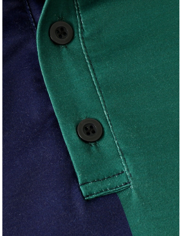 Men Colorblock Brief Short Sleeve Half Button Soft Business Polos Shirts