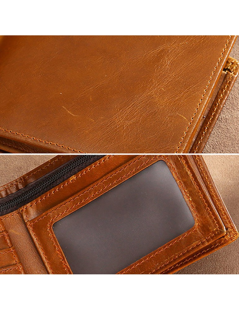 RFID Antimagnetic Vintage Multi-functional Genuine Leather Wallet For Men