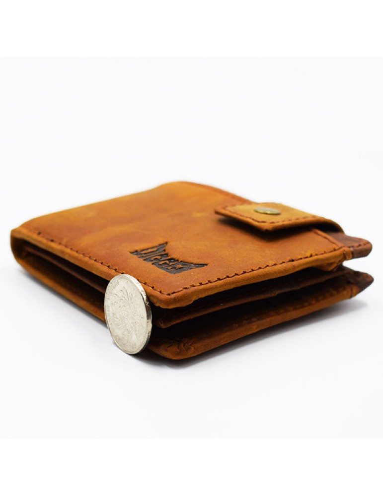 Vintage Genuine Leather 11 Card Slots Trifold Short Wallet For Men