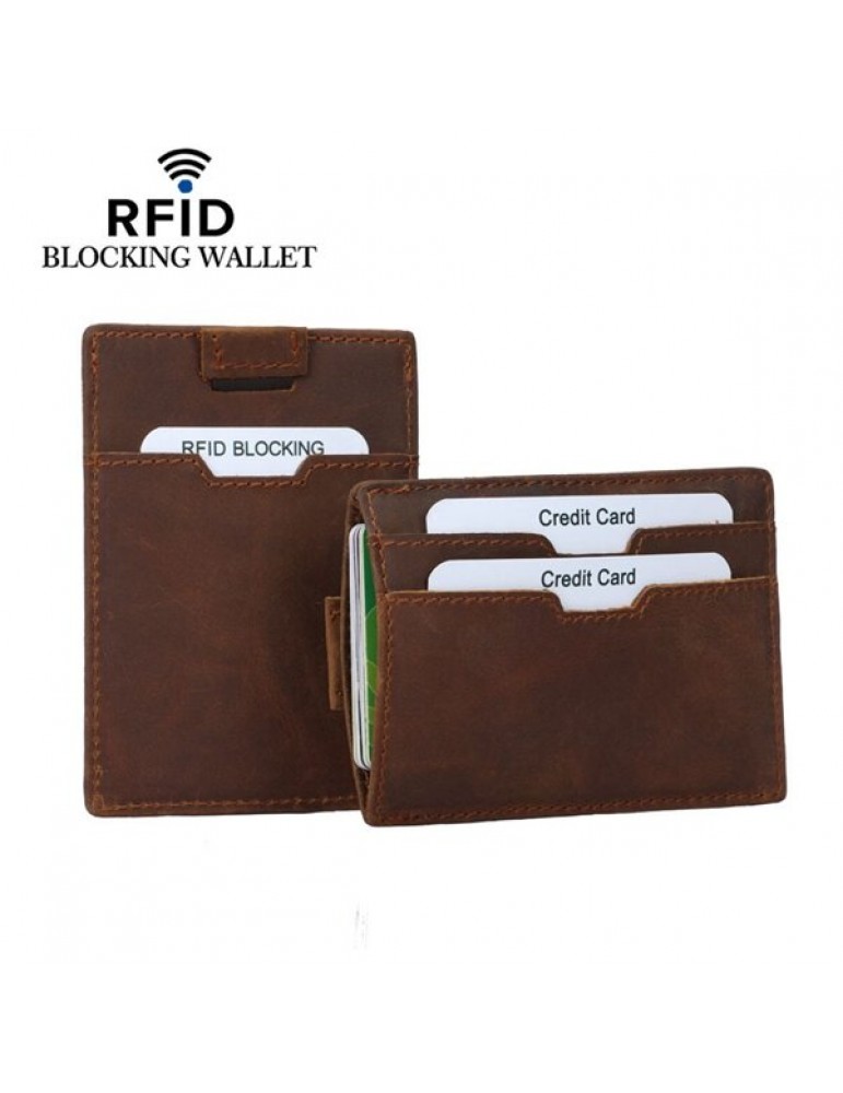Vintage Genuine Leather RFID Antimagnetic Wallet Cold Holder